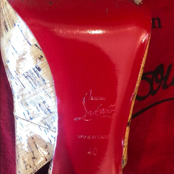 Cork open toe sling back Louboutin - Picture 6 of 6